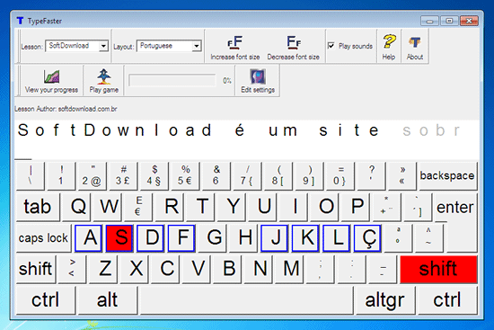 TypeFaster - Curso de digitação gratuito para Windows